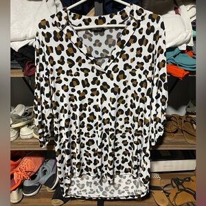 HEIMISH USA Leopard Print V-Neck Blouse